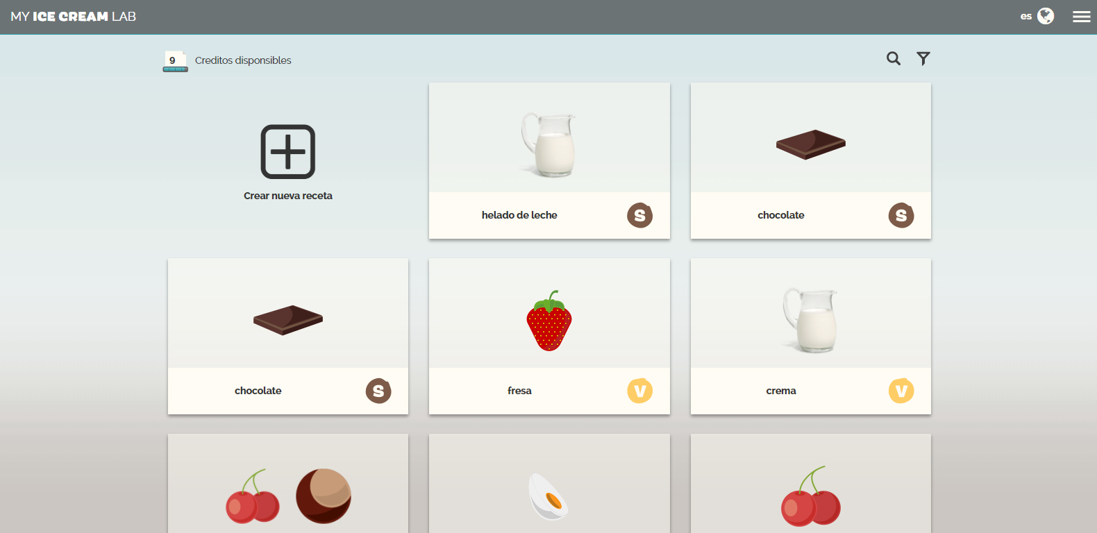 MyIceCreamLab: programa de formulación de recetas de helados