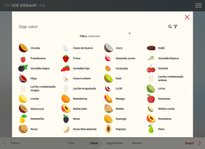 Programa MyIceCreamLab - Elegir sabores